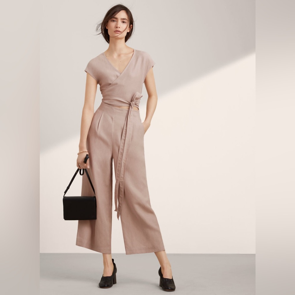 Aritzia Wilfred Linen Wrap Jumpsuit 00